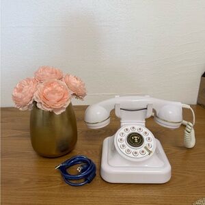 Audio Guest Book - Vintage White Rotary Phone with Gold Accents